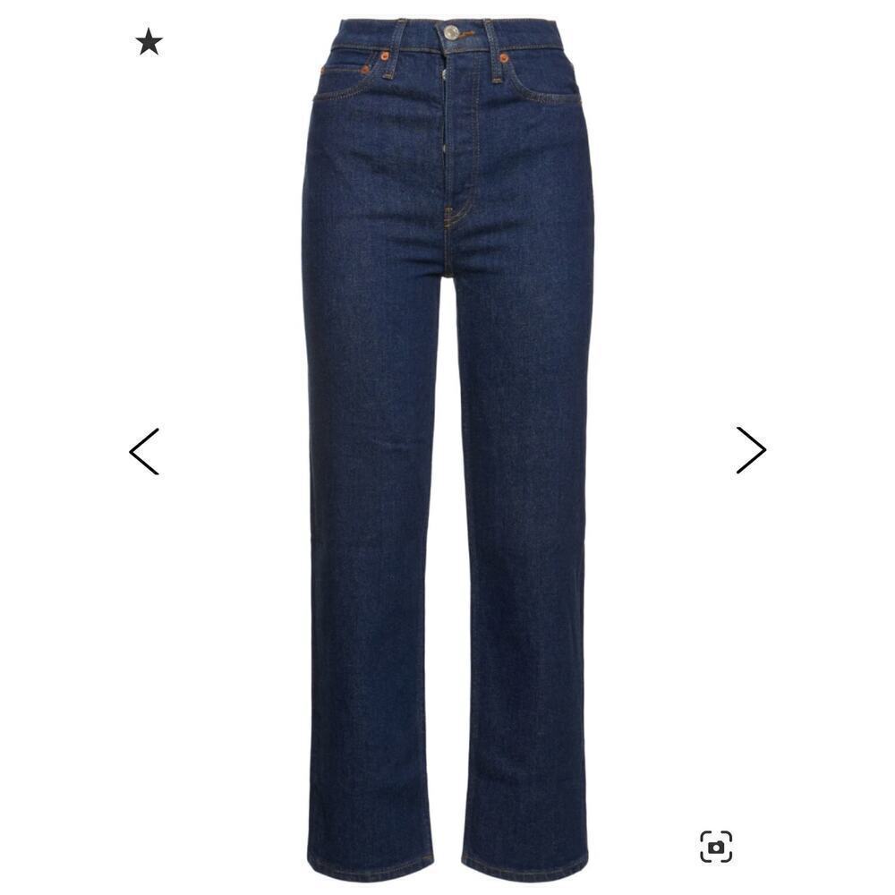 RE/Done Comfort Stretch High Rise Jeans 70's Stove Pipe Dark Rinse Size 30 NWT